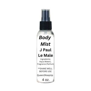 J Paul Le Male (Men) Body Fragrance Mist Spray Bottle Aroma Similar Scent 4 oz
